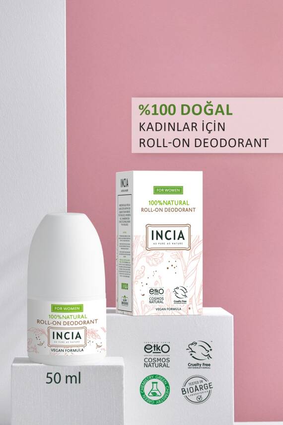 Incia %100 Doğal Roll On Deodorant Kadınlar İçin Ter Kokusu Önleyici Lekesiz 50 ml - 2
