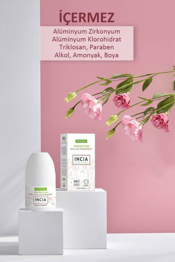 Incia %100 Doğal Roll On Deodorant Kadınlar İçin Ter Kokusu Önleyici Lekesiz 50 ml - 3