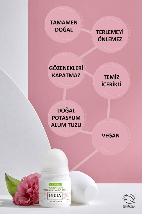 Incia %100 Doğal Roll On Deodorant Kadınlar İçin Ter Kokusu Önleyici Lekesiz 50 ml - 5