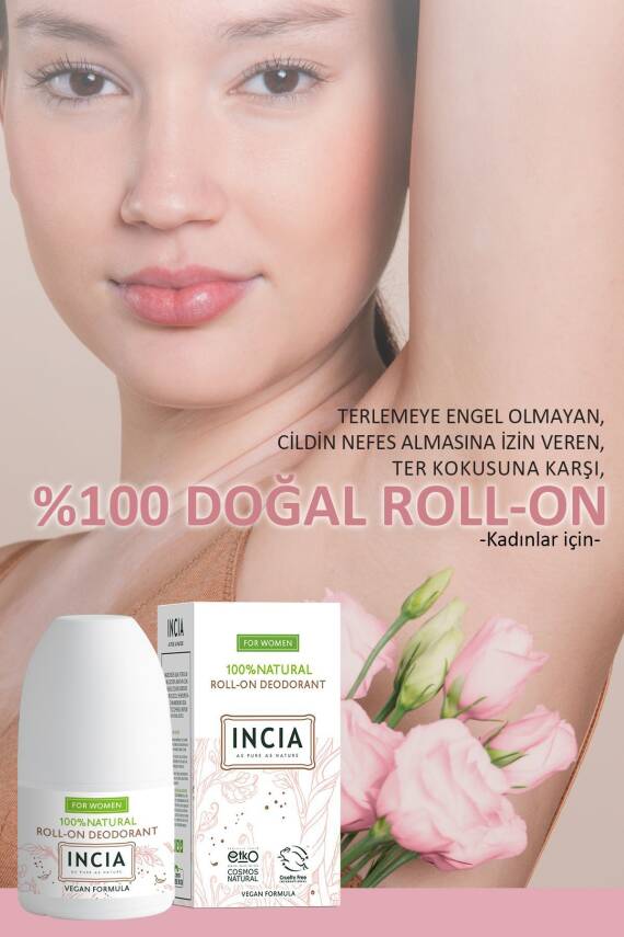 Incia %100 Doğal Roll On Deodorant Kadınlar İçin Ter Kokusu Önleyici Lekesiz 50 ml - 6
