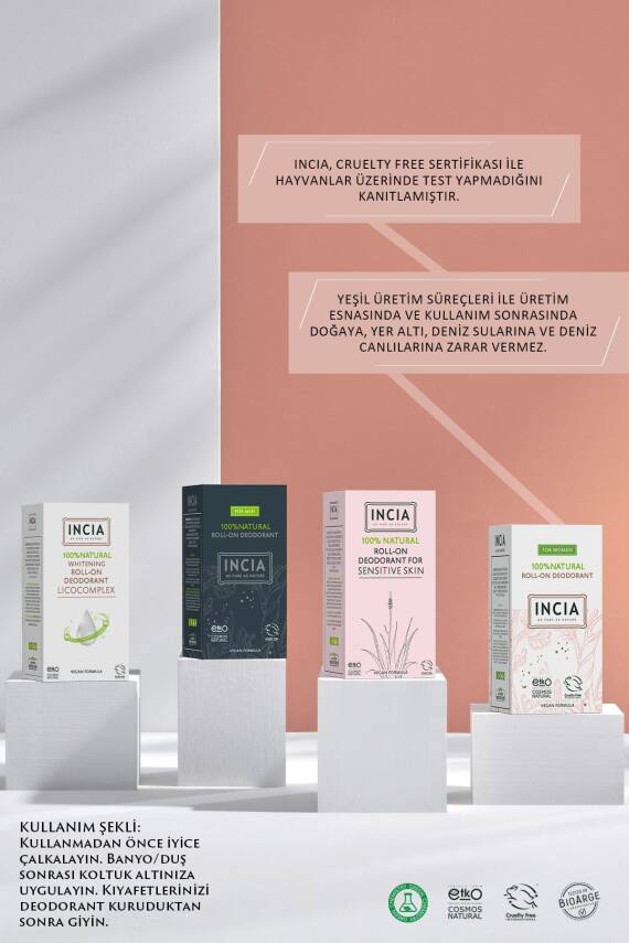 Incia %100 Doğal Roll On Deodorant Kadınlar İçin Ter Kokusu Önleyici Lekesiz 50 ml - 7
