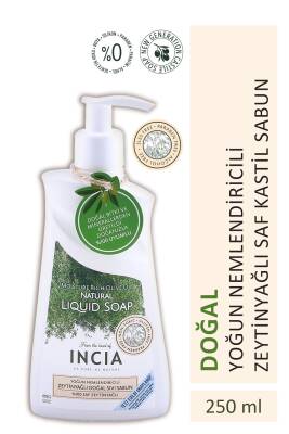 Incia %100 Doğal Sıvı Kastil Sabunu Yoğun Nemlendirici Zeytinyağlı 10 Bitkisel Değerli Yağ Vegan 250 ml - 1