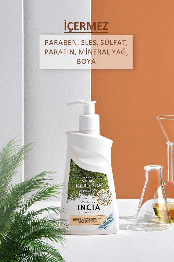 Incia %100 Doğal Sıvı Kastil Sabunu Yoğun Nemlendirici Zeytinyağlı 10 Bitkisel Değerli Yağ Vegan 250 ml - 3