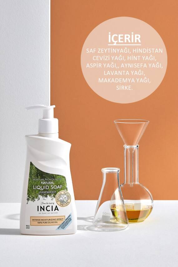 Incia %100 Doğal Sıvı Kastil Sabunu Yoğun Nemlendirici Zeytinyağlı 10 Bitkisel Değerli Yağ Vegan 250 ml - 4