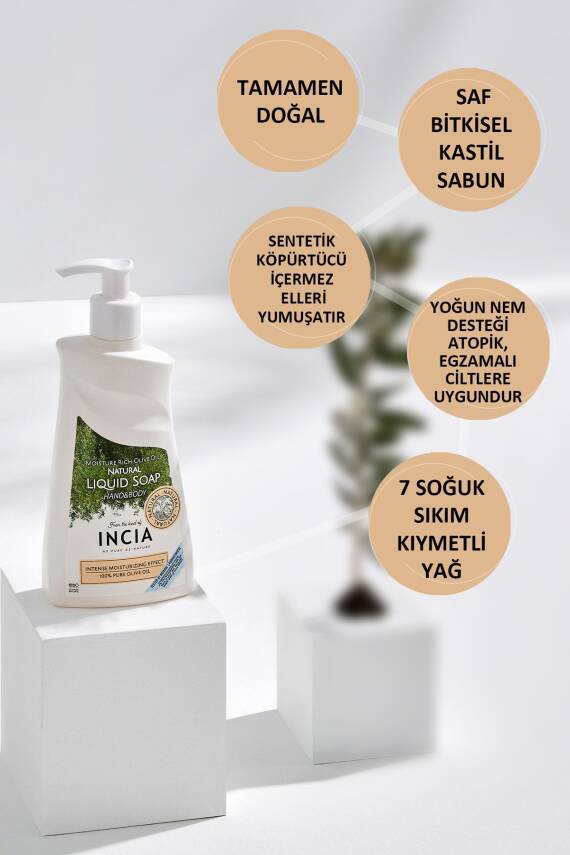 Incia %100 Doğal Sıvı Kastil Sabunu Yoğun Nemlendirici Zeytinyağlı 10 Bitkisel Değerli Yağ Vegan 250 ml - 5