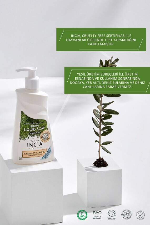 Incia %100 Doğal Sıvı Kastil Sabunu Yoğun Nemlendirici Zeytinyağlı 10 Bitkisel Değerli Yağ Vegan 250 ml - 7