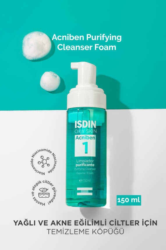 ISDIN Acniben Purifying Cleanser Foam 150 ml Yağlı ve Akne Eğilimli Ciltler İçin Temizleme Köpüğü - 1