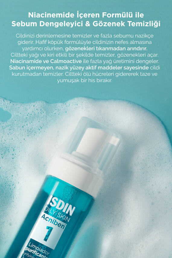 ISDIN Acniben Purifying Cleanser Foam 150 ml Yağlı ve Akne Eğilimli Ciltler İçin Temizleme Köpüğü - 2
