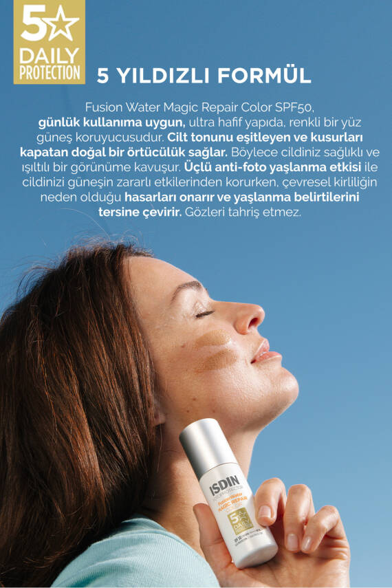 ISDIN Fotoprotector Fusion Water Magic Repair Color Spf 50 50 ml Onarıcı Renkli Yüz Güneş Kremi - 2