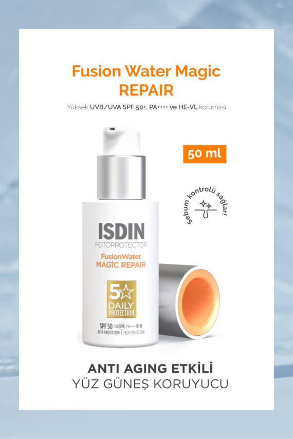 ISDIN Fotoprotector Fusion Water Magic Repair Spf50 50 ml Yaşlanma Karşıtı Onarıcı Yüz Güneş Kremi - 1