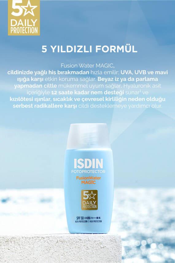 ISDIN Fotoprotector Fusion Water Magic Spf50 50 ml Su Bazlı Ve Iz Bırakmayan Yüz Güneş Kremi - 2