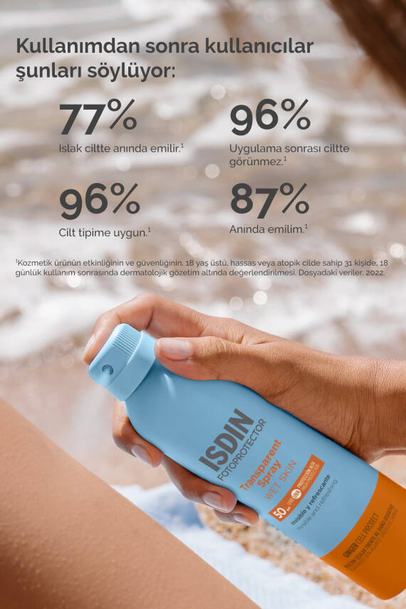 ISDIN Fotoprotector Islak Cilt Şeffaf Sprey 50 Spf 250 ml Suya Dayanıklı Vücut Güneş Spreyi - 3