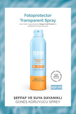 ISDIN Fotoprotector Islak Cilt Şeffaf Sprey 50 Spf 250 ml Suya Dayanıklı Vücut Güneş Spreyi - ISDIN