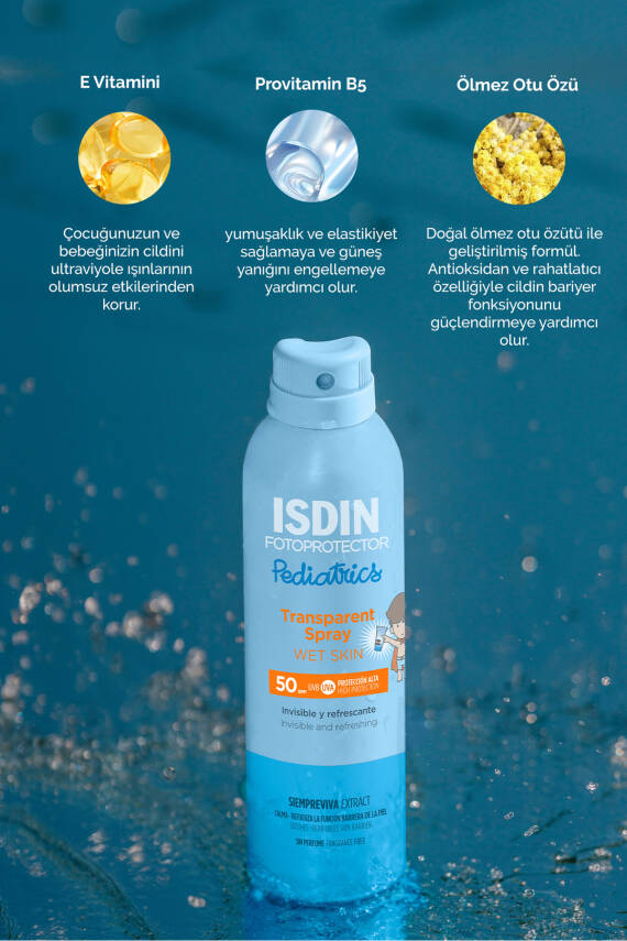ISDIN Fotoprotector Pediatrics Transparent Spray Wet Skin Spf 50 250 ml Çocuk Vücut Güneş Spreyi - 3
