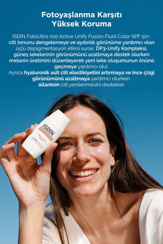 ISDIN Fotoultra 100 Active Unify Color Spf 50 50 ml Leke Karşıtı Su Bazlı Renkli Yüz Güneş Kremi - 2