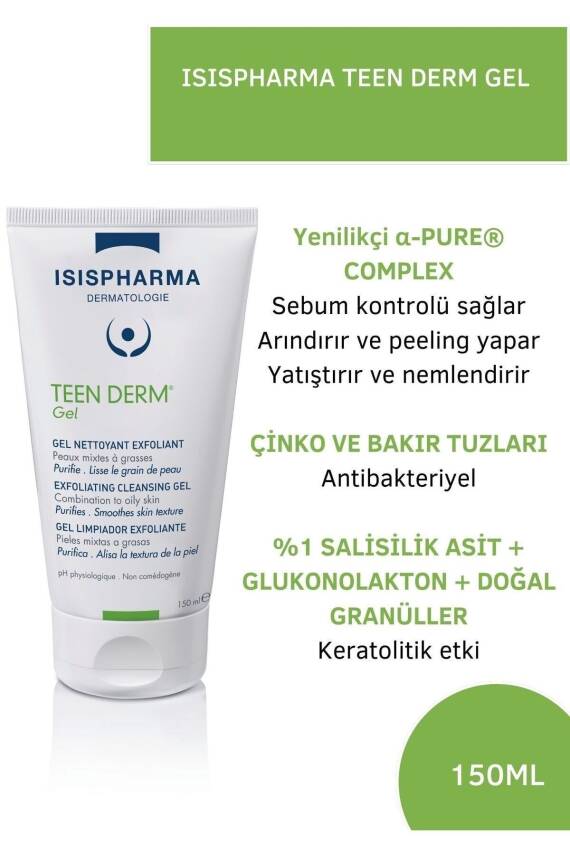 Isis Pharma Teen Derm Gel 150ml Akne Ve Siyah Nokta Eğilimi Gösteren Ciltler Için Temizleme Jeli - 2