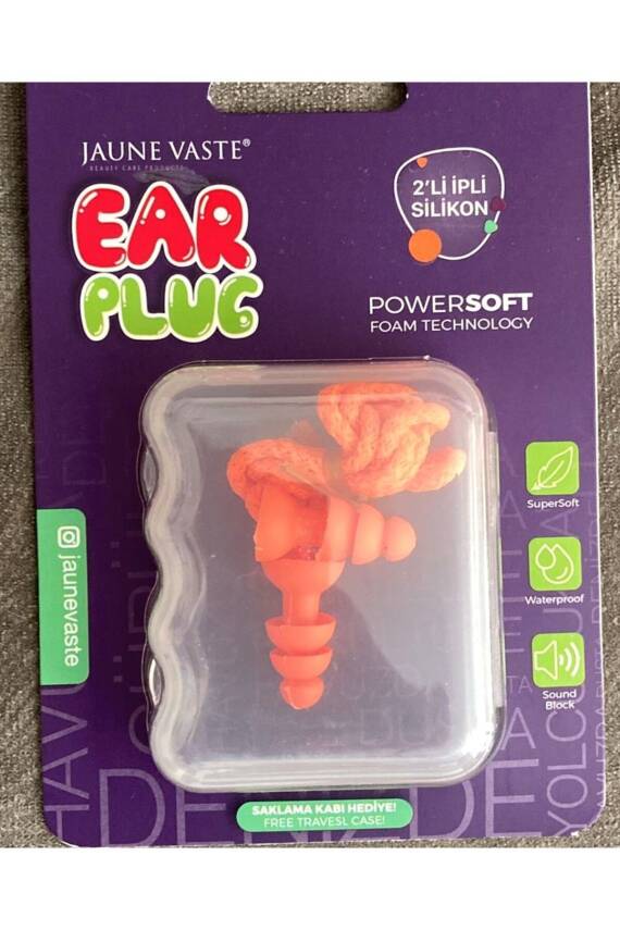 Jaune Vaste Kulak Tıkacı 2'Li İpli Silikon Air Plug Yumuşak Ses ve Suya Dayanıklı Kulak Tıkacı - 1