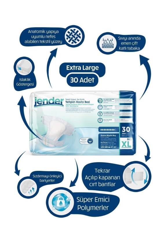 Jender Bel Bantlı Hasta Bezi Xl 30'lu - 1