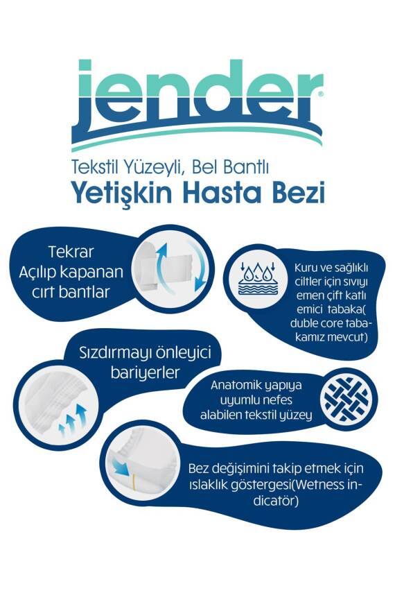 Jender Bel Bantlı Hasta Bezi XS 30'lu x 2 Adet - 5