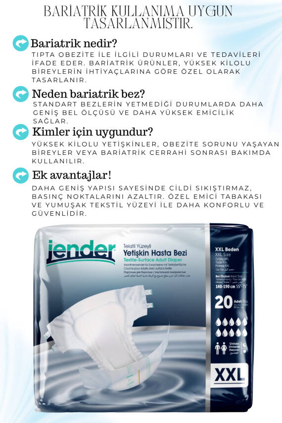 Jender Bel Bantlı Hasta Bezi XXL 20'li 2 Paket - 5