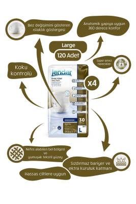 Jender Emici Külot Yetişkin Hasta Bezi Large 30'lu x 4 Adet - 1