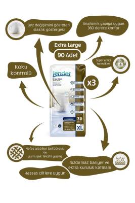 Jender Emici Külot Yetişkin Hasta Bezi XL 30'lu x 3 adet - JENDER
