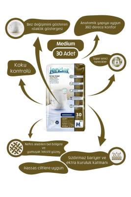 Jender Emici Külot Yetişkin Hasta Bezi Medium 30 Adet - JENDER