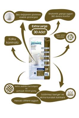 Jender Emici Külot Yetişkin Hasta Bezi XL 30 Adet - JENDER