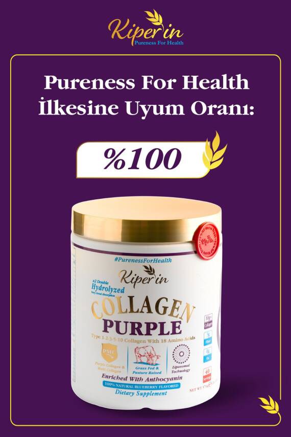 Kiperin %100 Saf ve Doğal Mor & Çoklu Kolajen Peptitleri içeren Lipozomal Teknoloji Diyet Takviyesi (576gr) - 4