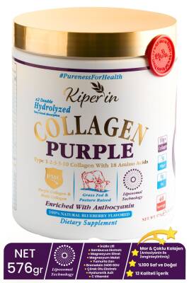 Kiperin %100 Saf ve Doğal Mor & Çoklu Kolajen Peptitleri içeren Lipozomal Teknoloji Diyet Takviyesi (576gr) - 1