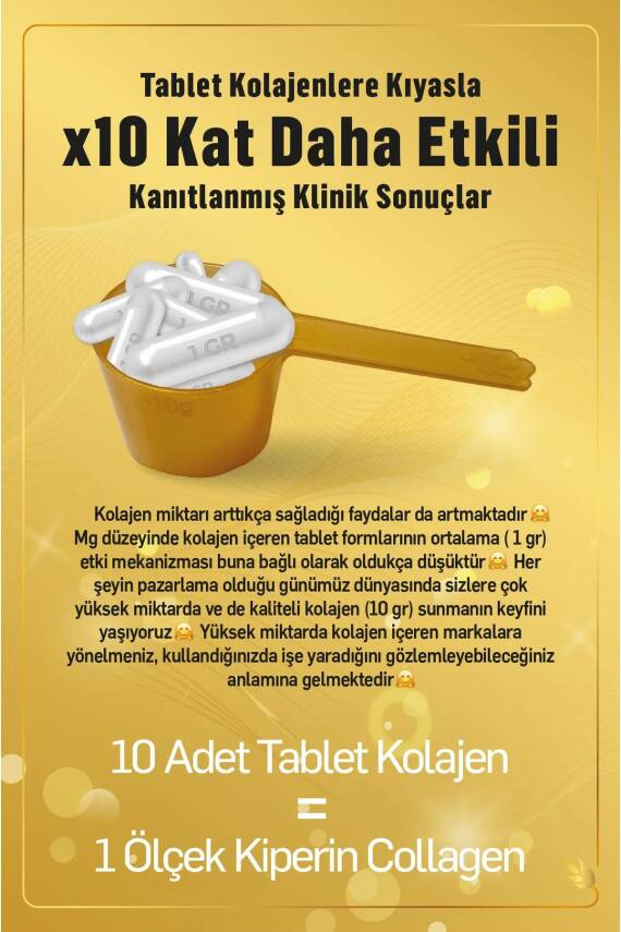 Kiperin %100 Saf Ve Doğal Yüksek Biyoaktif Çift Hidrolize Kolajen Peptitler içeren Diyet Takviyesi(50günlük) - 3