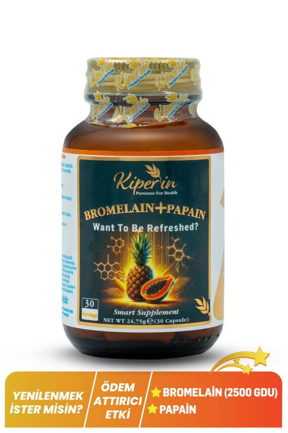 Kiperin Bromelain(2500 GDU) & Papain - Doğal Proteolitik Enzim (30KAPSÜL & 700MG) - 1