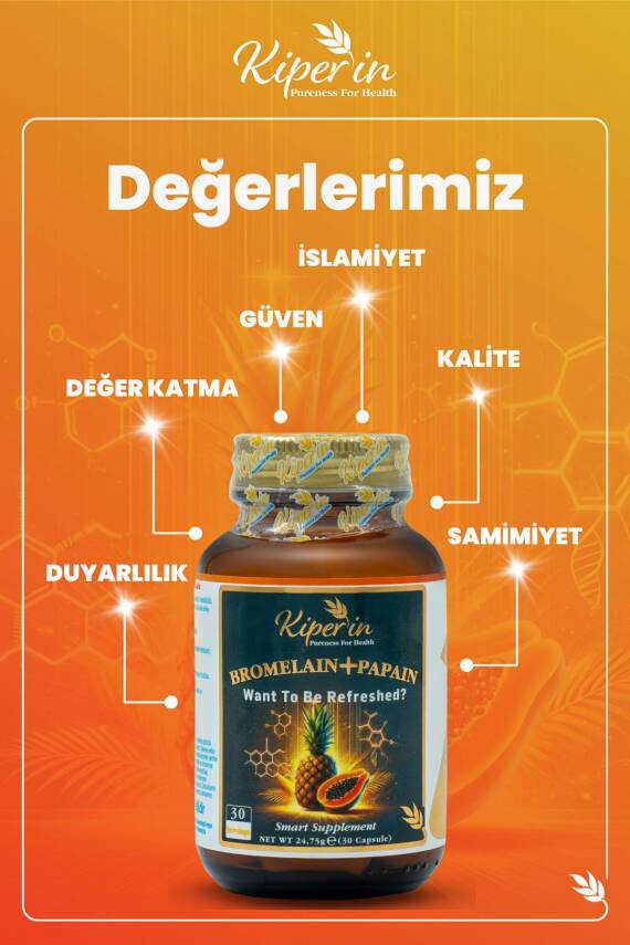 Kiperin Bromelain(2500 GDU) & Papain - Doğal Proteolitik Enzim (30KAPSÜL & 700MG) - 6