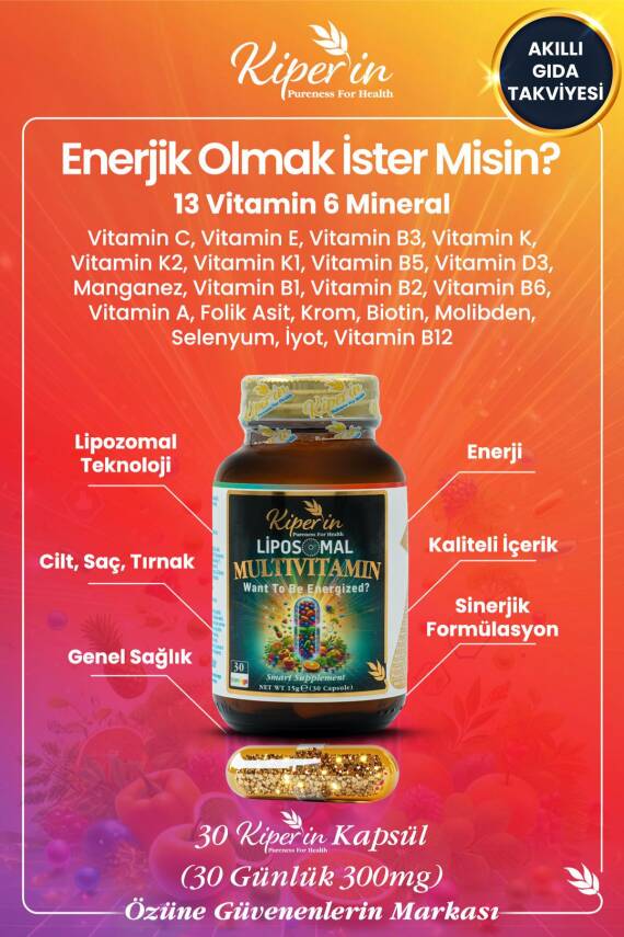Kiperin Lipozomal Multivitamin 13 Vitamin & 6 Mineral Cilt - Saç - Tırnak & Enerji | Akıllı Gıda Takviyesi - 2