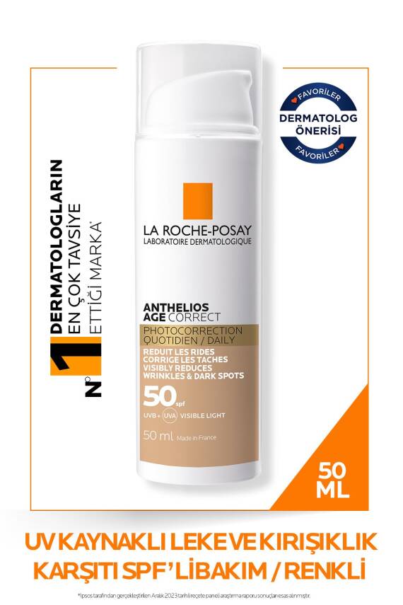 La Roche Posay Anthelios Age Correct Spf50 Renkli Kapatıcı Özelliğe Sahip Yüz Güneş Kremi 50 ml - 1