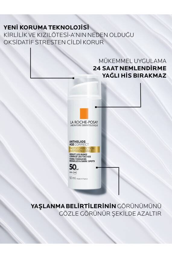 La Roche Posay Anthelios Age Correct SPF50+ Yaşlanma Karşıtı Yüz Güneş Kremi 50 ml - 4