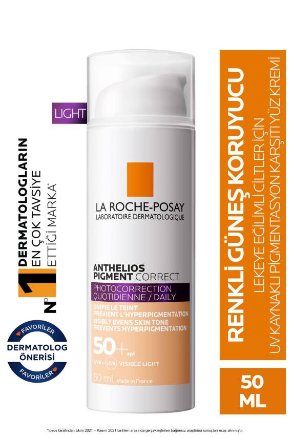 La Roche Posay Anthelios Pigment Correct Açık Ton Renkli Kırışıklık ve Leke Karşıtı Yüz Güneş Kremi - 2