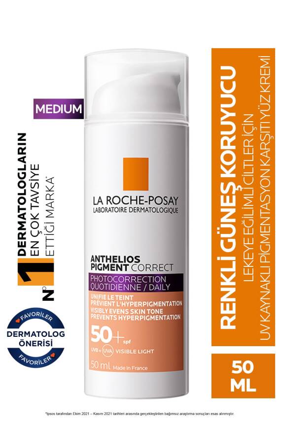 La Roche Posay Anthelios Pigment Correct Orta Ton Renkli Kırışıklık ve Leke Karşıtı Yüz Güneş Kremi - 2