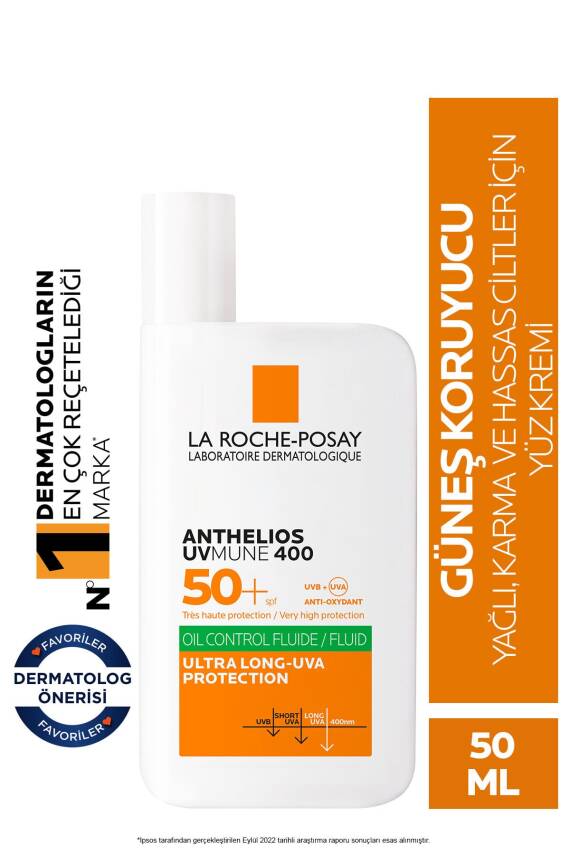 La Roche Posay Anthelios Uvmune 400 Oil Control Fluid Güneş Kremi Spf50+ 50ml - 1