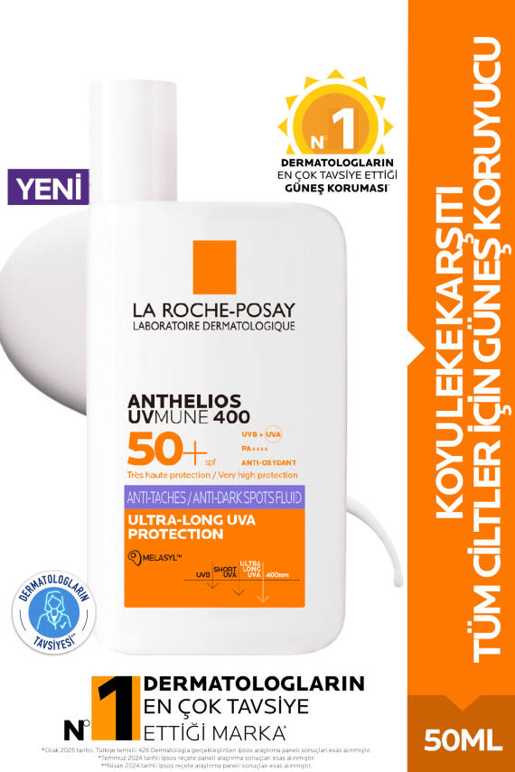 La Roche Posay Anthelios Uvmune 400 Spf50+ Melasyl İçeren Koyu Leke Karşıtı Akışkan Koruyucu Yüz Güneş Kremi 50ML - 1