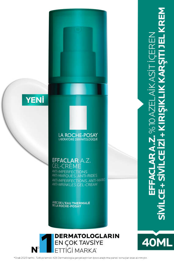 La Roche Posay Effaclar A.Z. %10 Azelaik Asit İçeren Sivilce & Sivilce İzi & Kırışıklık Karşıtı Jel Krem 40ml - 1