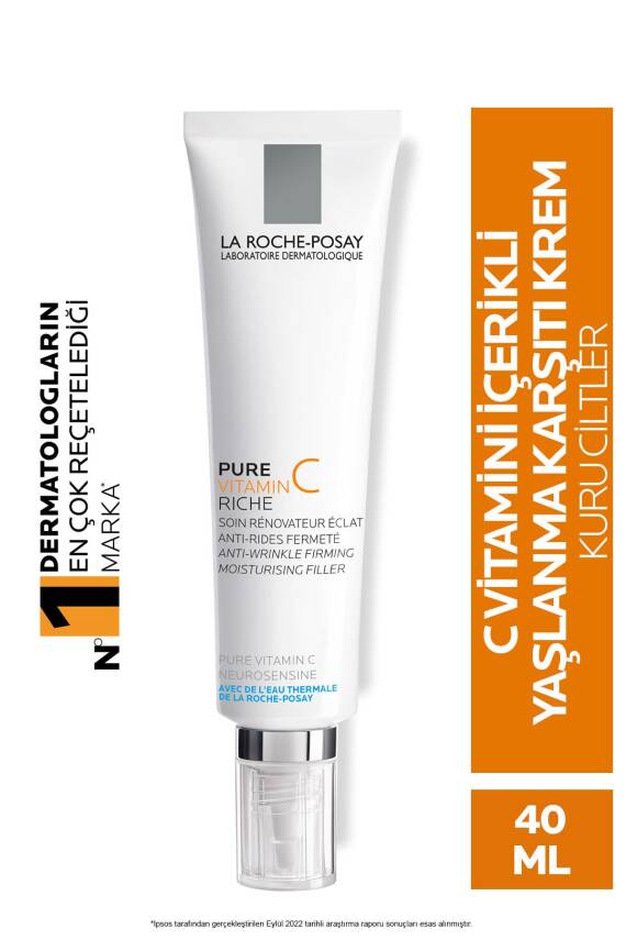 La Roche Posay Saf C Vitaminli Yaşlanma Karşıtı Krem Kuru Ciltler Için Işıltı Veren Bakım 40 ml - 1