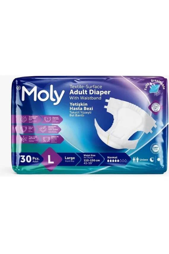 Moly Bel Bantlı Hasta Bezi Large 30'lu X 2 Adet - 1