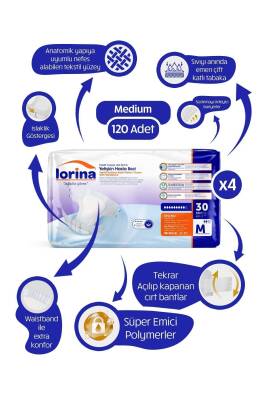 Lorina Bel Bantlı M 30’lu 4 Paket 120 Adet - LORİNA