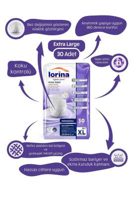 Lorina Emici Külot Hasta Bezi XL 30 Adet - LORİNA