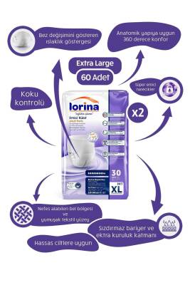 Lorina Emici Külot Hasta Bezi Xlarge 60'lı - LORİNA