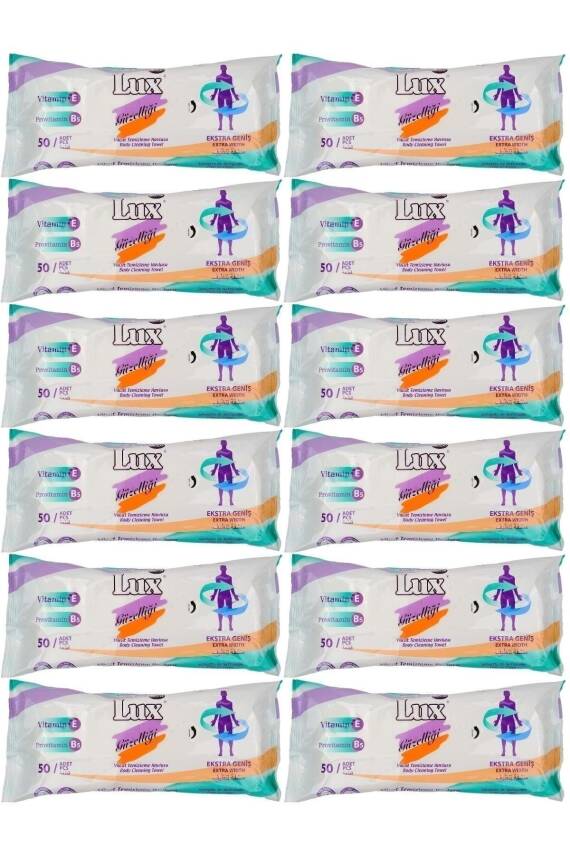 Lux Hasta Vücut Temizleme Islak Mendil Havlu 50 Yaprak Xl (12 Li Set) - 1