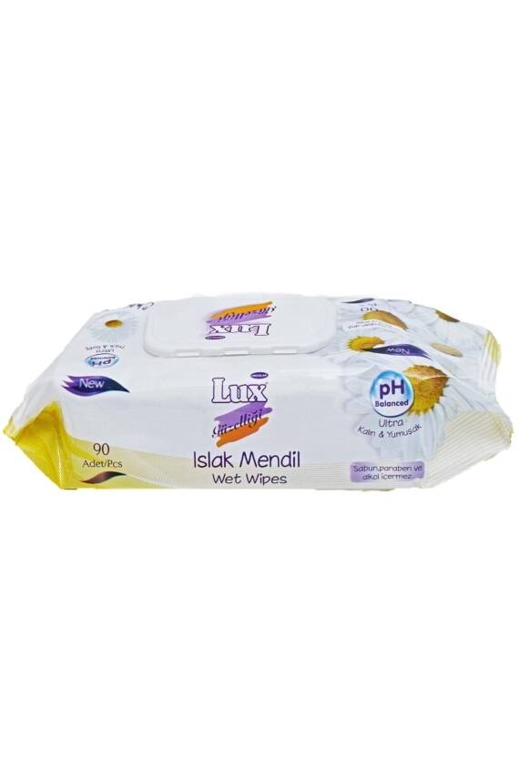 Lux Islak Havlu Mendil 90 Yaprak Papatya Tekli Pk Plastik Kapaklı - 1