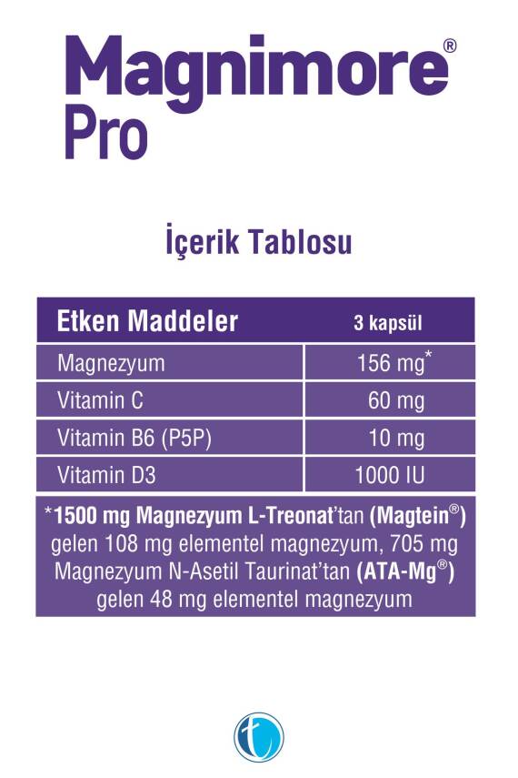 Magnimore Pro Magnezyum 90 Kapsül N-asetil Taurinat L-treonat - 3