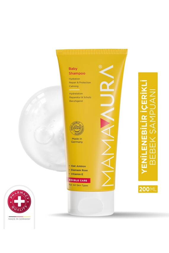 Mamaaura %100 Yenilebilir İçerikli Göz Yakmayan Bebek Şampuanı - Baby Shampoo 200 ml - 1